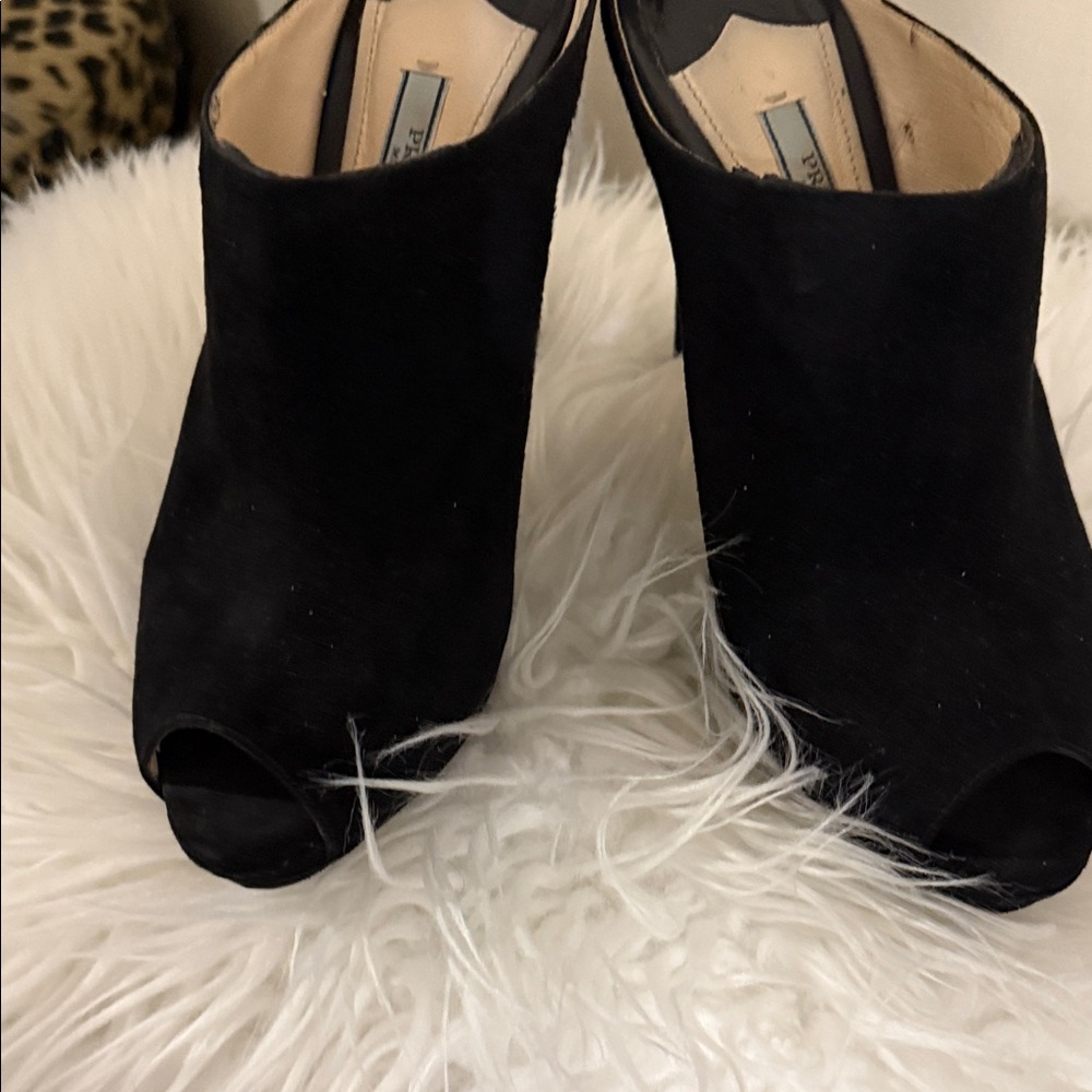 Black Prada Peep-Toe Women's Shoes